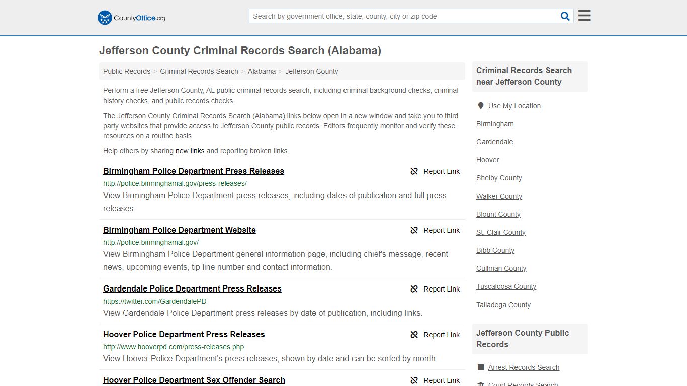 Jefferson County Criminal Records Search (Alabama)